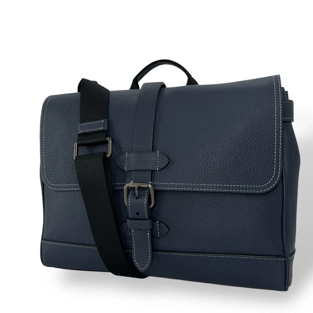 Coach F30623 Borsa da lavoro 2 vie Hudson borsa a tracolla logo in rilievo blu navy