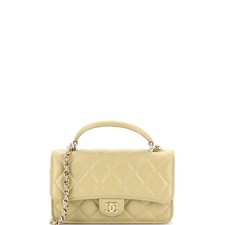 Chanel Classic Top Handle Flap Phone Holder with Chain Quilted Lambskin