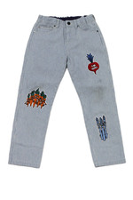 Stella McCartney Kids Unisex Kids Striped Stretch Straight Jeans Blue Size 8