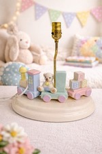 RARE Vintage Ceramic Betlar Nursery Lamp Train, Teddy Bear, ABC Blocks