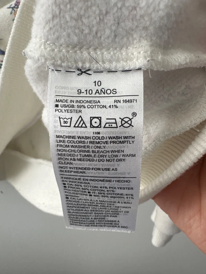Janie & Jack Niñas Talla 10 Blanco Floral Manga Abullonada Sudadera Algodón/Poliéster Foto 4 de 4