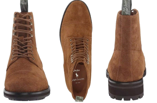 Polo Ralph Lauren Bryson Puntera Marrón Gamuza Cuero Botas 10 11.5 Para Hombres - Imagen 2 de 7