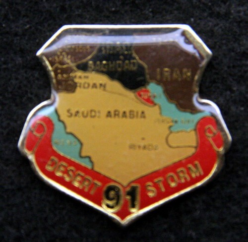 OPERATION DESERT STORM 1991 MAP HAT PIN UP US ARMY MARINES NAVY AIR FORCE USCG1 