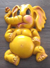Vintage Homco Yellow Chubby Elephant Wall Hanging Retro Cute Nursery Room Baby — photo 1