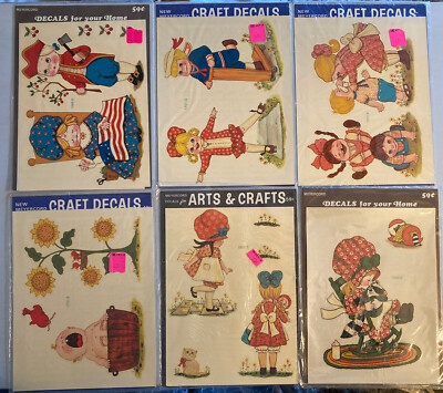 Patriotic Meyercord Decorator Decals - Also Boy Girl Animals Playing NOS (6)