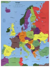 CIA Map of Europe 2004 Poster Print, Large Detailed Wall Art European Russia