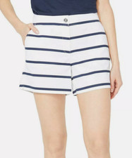 Nautica Women's Cotton Stretch Twill STRIPE Shorts WHITE/NAVY,4 NWOT-D