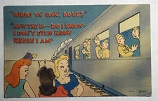 Vintage Postcard Art Tone Army Comics Girl Holla Scene Beals 1940s.