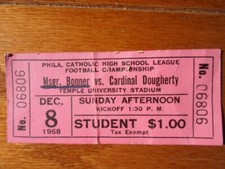 1968 Monsignor Bonner - Card Dougherty Championship Football Game Ticket- Philly