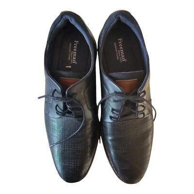 Freeman Hayden Black Leather Derby Loafer Dress Shoes Men's Size 10.5 M