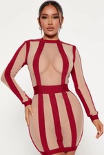 Fashion Nova A Lil Scandalous Mesh Mini Dress - Red SMALL NWT
