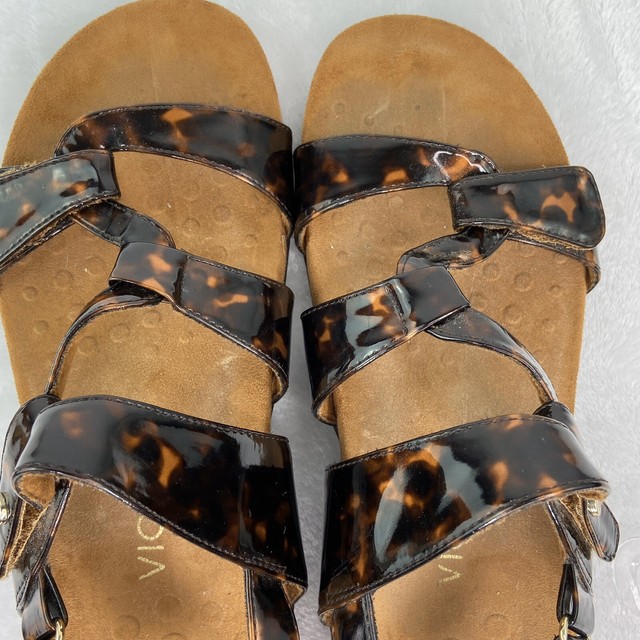 Vionic Paros Brown Tortoise Print Patent Sandals Womens 9 Comfort Footbed Shoes | eBay