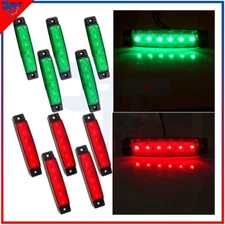 10x 6Led 3.8'' Green&Red Side Marker Clearance Light For Toyota Ford Dodge