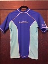 NRS Hydrosilk Rash Guard Women s XS Blue Short Sleeve