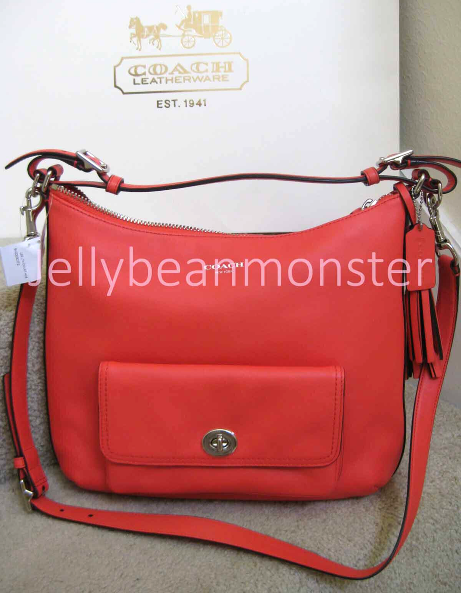 COACH 22381 LEGACY LEATHER COURTENAY HOBO BAG PURSE Bright Coral