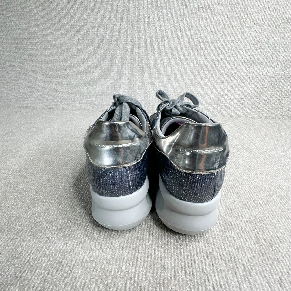 Fornarina Moda Tenis Talla 9.5 Mujer Gris Plata Metálico Textil Brillo Foto 4 de 4