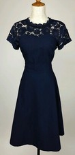 Miusol Fit & Flare 4% Stretch Dressy Dress Size M, L Lace Sweet Heart Neck Navy