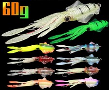 1PCS Glow Fishing Lures Soft Jigs 60g Luminous Saltwater Slow Sinking Trolling