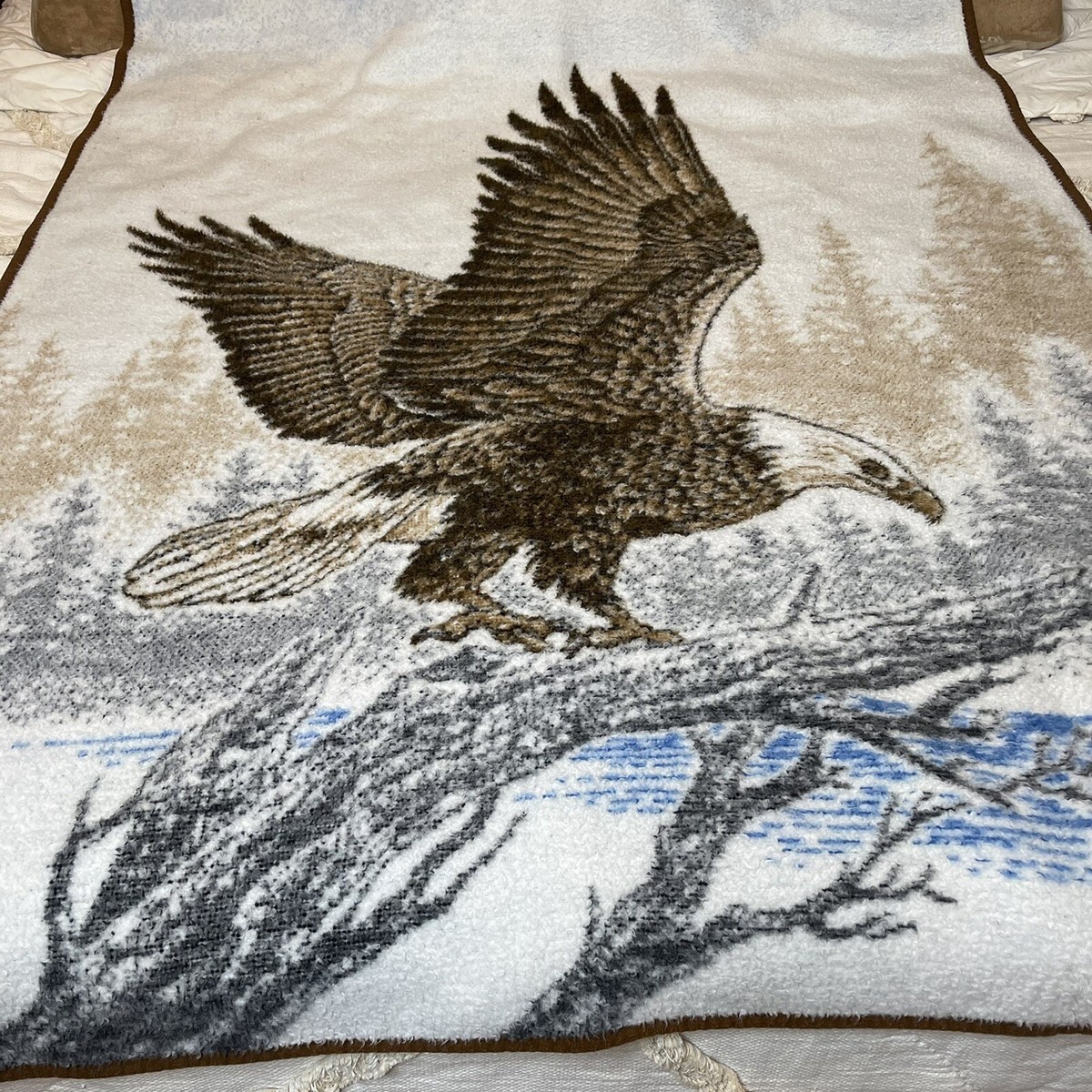 Vintage Biederlack Blanket Throw Eagle 53” x 74” soft man