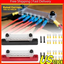 12V Terminal Block Bus Bar &  2x 12 Cover Distribution Bus Bar Auto Boat Power c