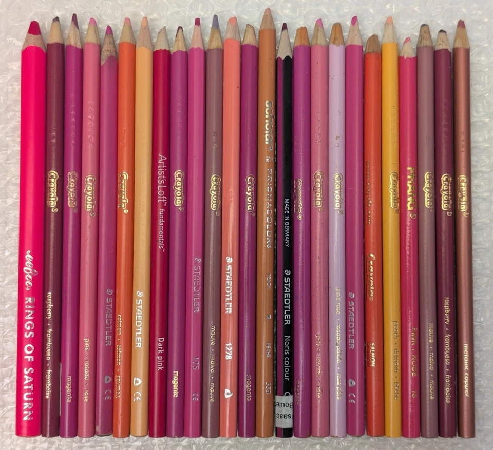 50 Pink Colored Pencil Crayon Set Mixed Brand Adult Colouring Destash Lot School - Image 3 of 3