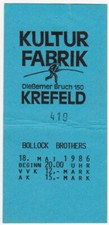BOLLOCK BROTHERS - 1986 - Eintrittskarte - Ticket - Krefeld
