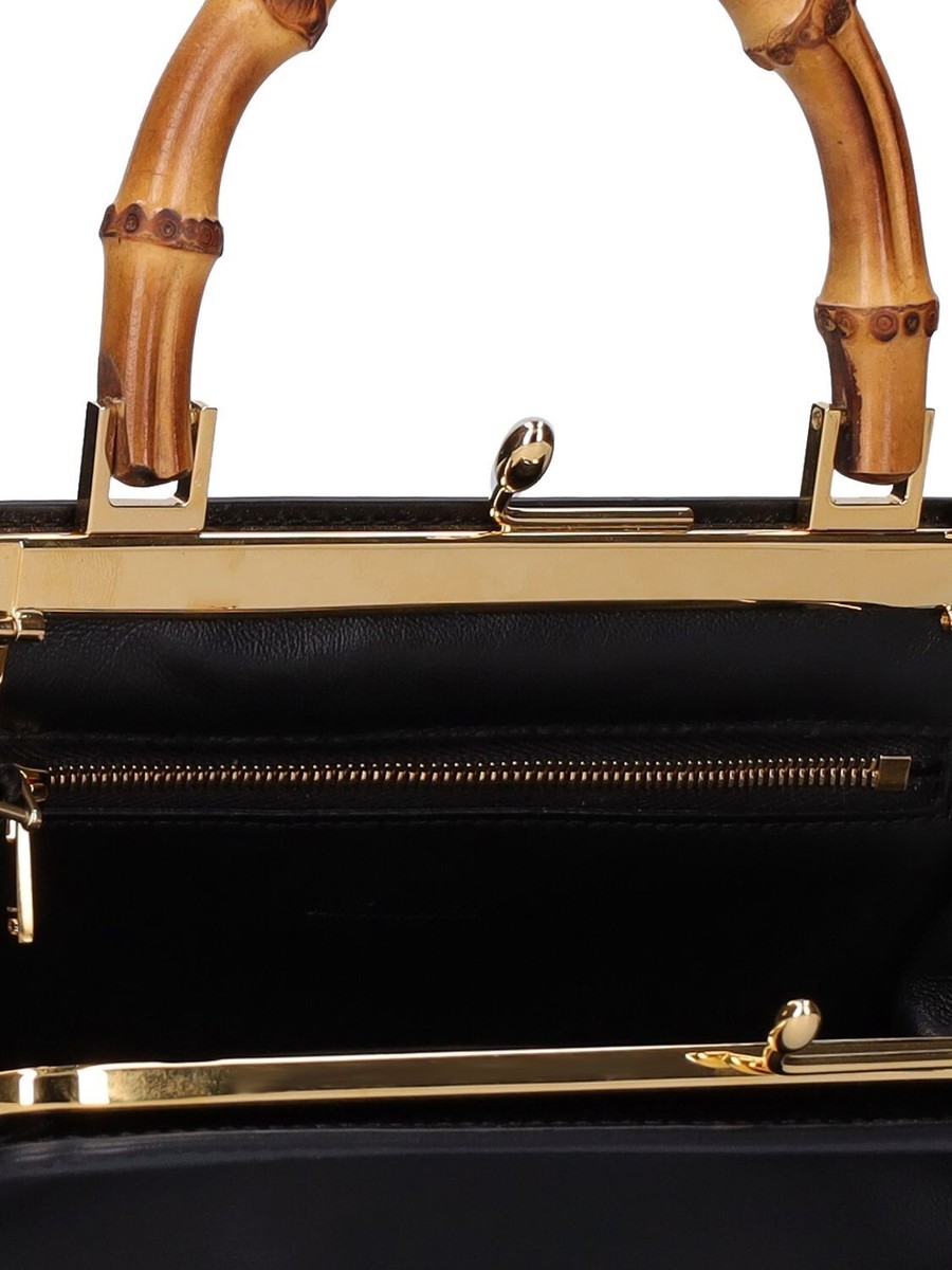 JIL SANDER Goji Bamboo Mini Black Leather Top Handle Bag New JIL SANDER Goji Bamboo Mini Black Leather Top Handle Bag New
