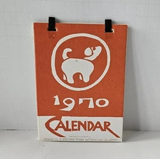 KEISUKE SERIZAWA 1970 12 MONTH CALENDAR DAIAN JAPAN WOODBLOCK 4x5.5" YEAR OF DOG