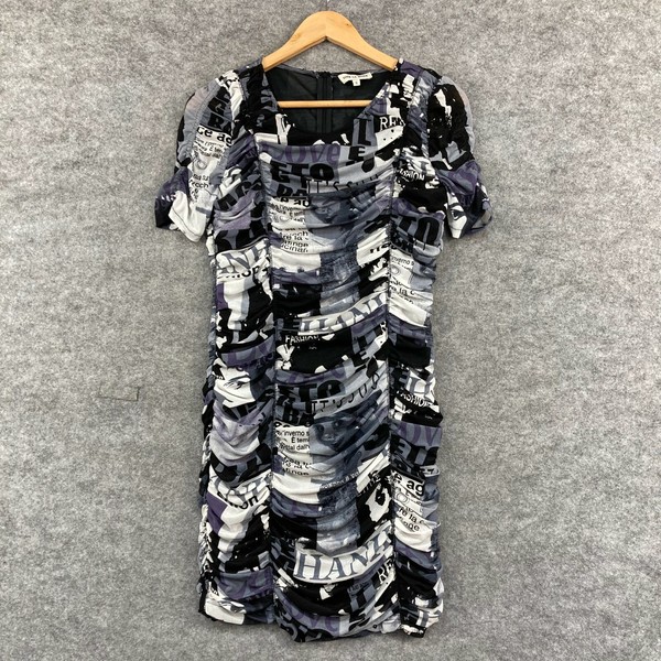 Voir La Mode Womens Dress Size 6 Multicolored Ruched Bodycon Short Sleeve 31311