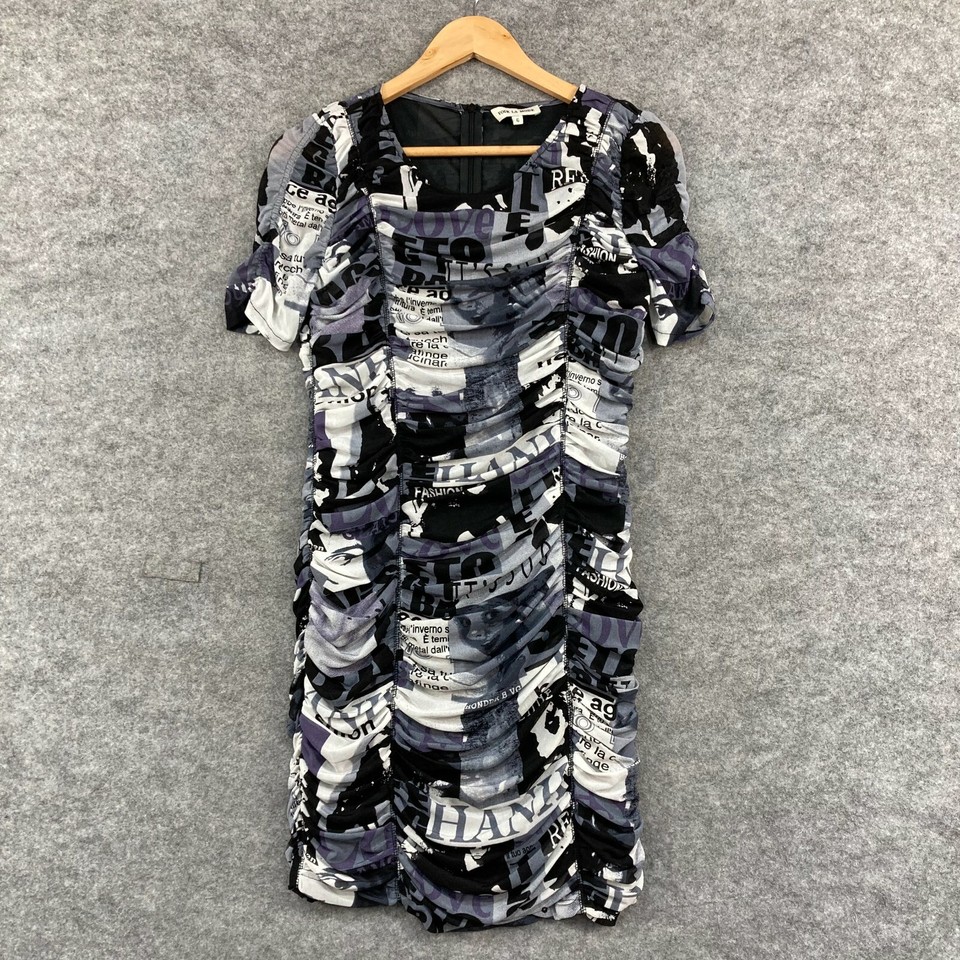 Voir La Mode Womens Dress Size 6 Multicolored Ruched Bodycon Short Sleeve 31311