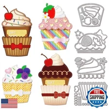 GLOBLELAND 3D Cupcake Gift Card Holder Cutting Dies for Card Making Dessert C