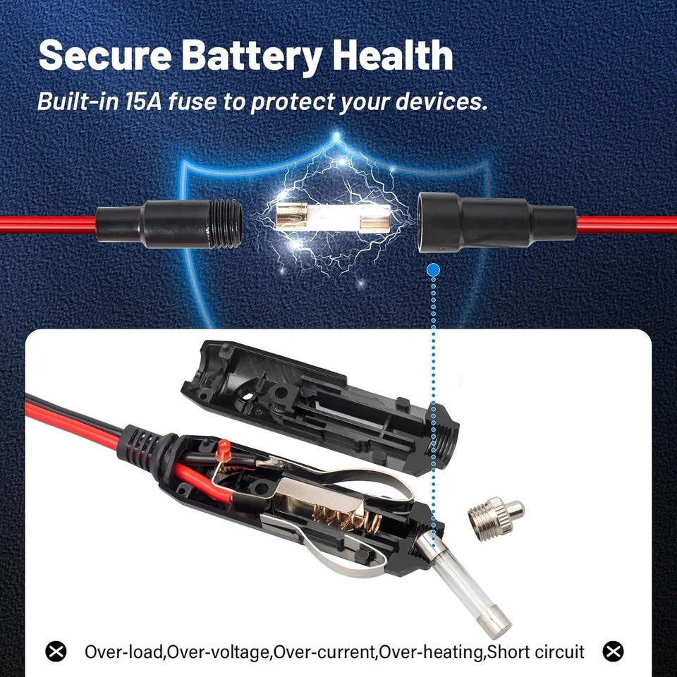 2x 3-Pin CB Radio Power Cord with 1 Cigarette Lighter Socket Extension For Cobra - Image 4 of 4
