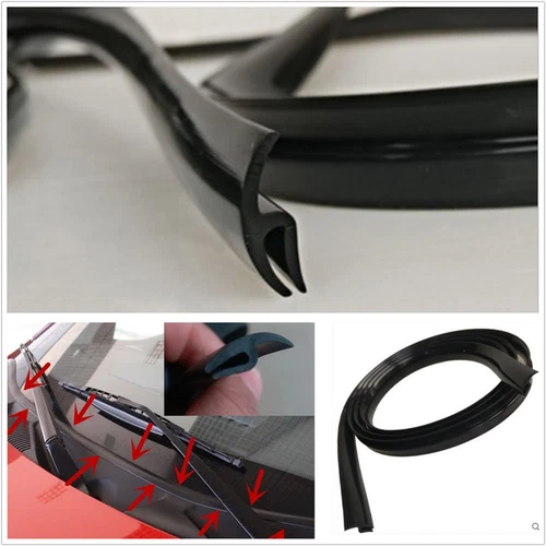 Black 1.7m Plastic Panel Under Windshield Wiper Rubber Sealing Strip For One Car