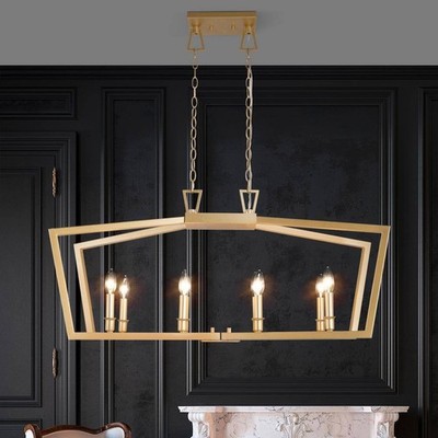 Uolfin Modern Gold Kitchen Candlestick 38 in. 8-Light Ceiling Chandelier Light