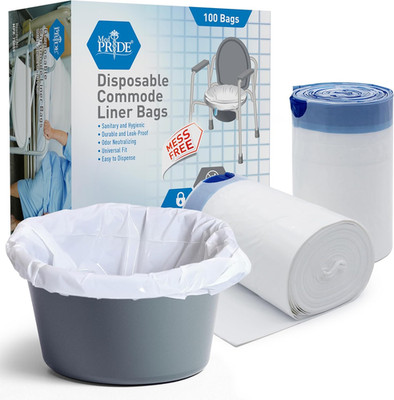 100 Pack Med Fit Disposable Bedside Commode Bags Leakproof Bedpan Liners with Dr