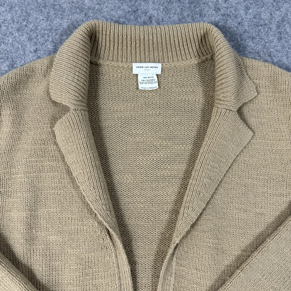 Dries Van Noten Long Sleeve Cardigan For Women's Size Large Beige Cashmere Wool - Image 3 of 4