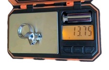 925 Sterling Silver Ring 13.7 Grams W/ small Blue Stones sz 9