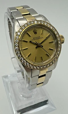Rolex Oyster Perpetual 6718 Diamond Bezel 18k & Steel Automatic Watch LW-13