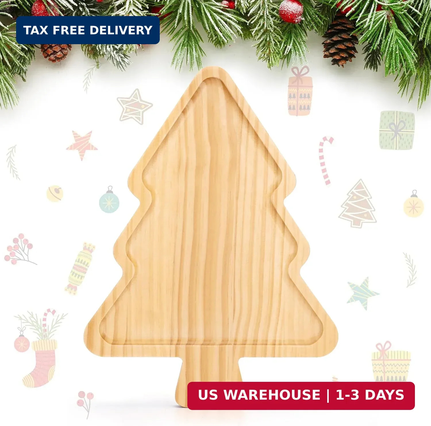 Christmas Tree Shaped Serving Tray - Small Wood Charcuterie Board Platter