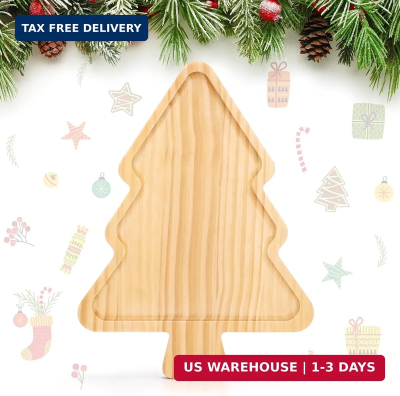 Christmas Tree Shaped Serving Tray - Small Wood Charcuterie Board Platter