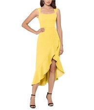 XSCAPE Womens Solid High-Low Dress, brghtyell, 8