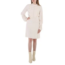 Chloe White Buttoned Long-sleeve Dress, Brand Size 34 (US Size 0)