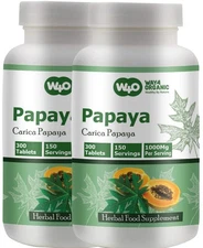 WAY 4 ORGANIC W4O Papaya Leaf Extract Capsules Tablets - 300 Pills 150 Servin...