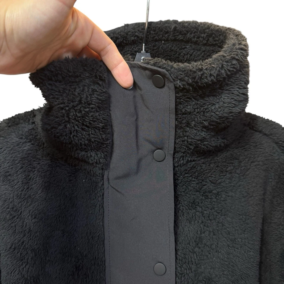 Chaqueta Eddie Bauer Exterior Sherpa Peluche Polar Cremallera Completa a Presión Talla S Negra Suave Foto 4 de 4