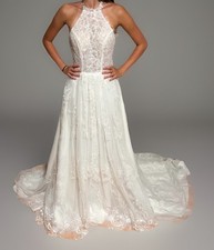 BNWT Wendy Makin Designer Chiara Gown Sartoria Bride Ivory Lace Halter Neck AU10