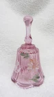 Vintage Fenton Pink Glass Bell Hand Painted Floral Butterfly Artist Signed