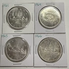 1961 1964 1965 1966 Lot of 4 Canada Silver Dollars