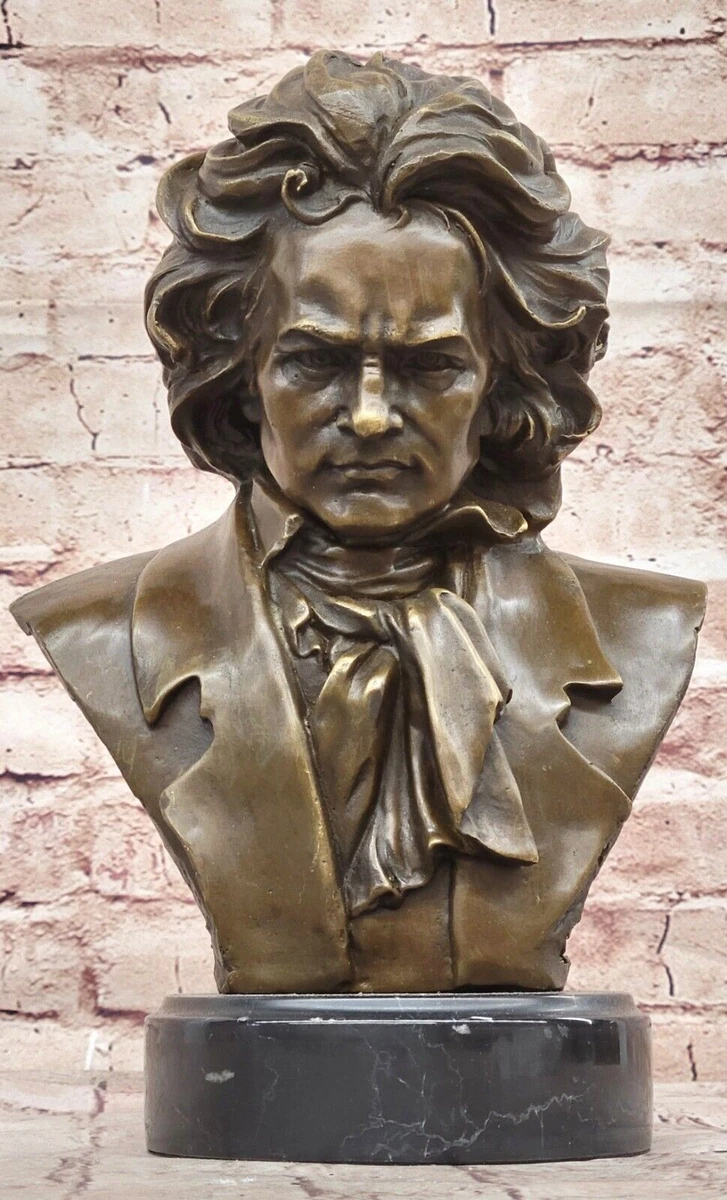 Buste De Beethoven En Plâtre - Statue Blanche - Neuf Sous Emballage
