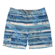 Tommy Bahama Relax Mens XL Blue Tropical Palm Striped Swim Trunks Board Shorts