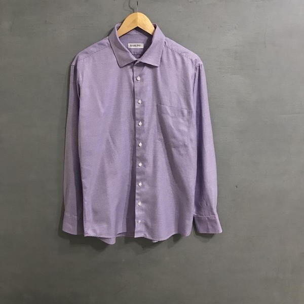 Men Barone Shirt Lilac Cotton 42 / XL / 50